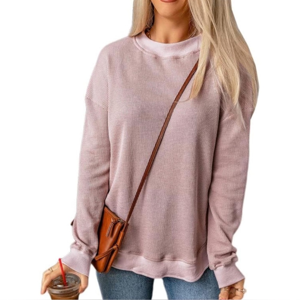 Pink Waffle Knit Long Sleeve